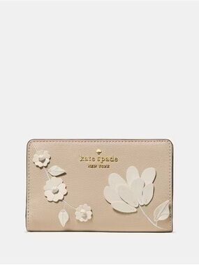 Kate Spade Floral Embellished Medium Bifold Wallet Milk Glass